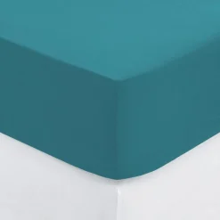 Prześcieradło z gumką 160 x 200 cm z zakładką 30 cm bawełna turkusowe