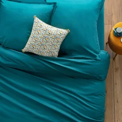 Prześcieradło z gumką 140 x 190 cm  z zakładką 30 cm bawełna turkusowa