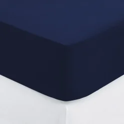 Prześcieradło z gumką 160 x 200 cm z zakładką 30 cm bawełna niebieskie