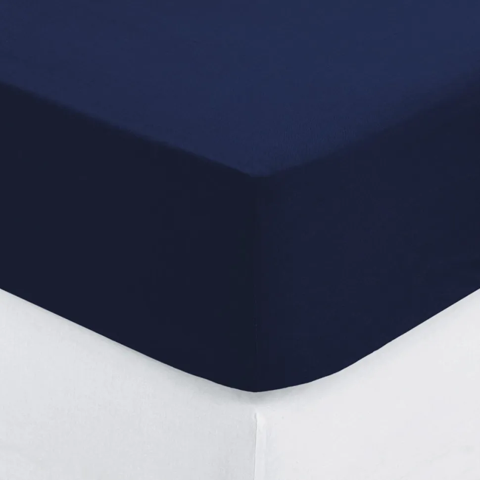 Prześcieradło z gumką 160 x 200 cm z zakładką 30 cm bawełna niebieskie