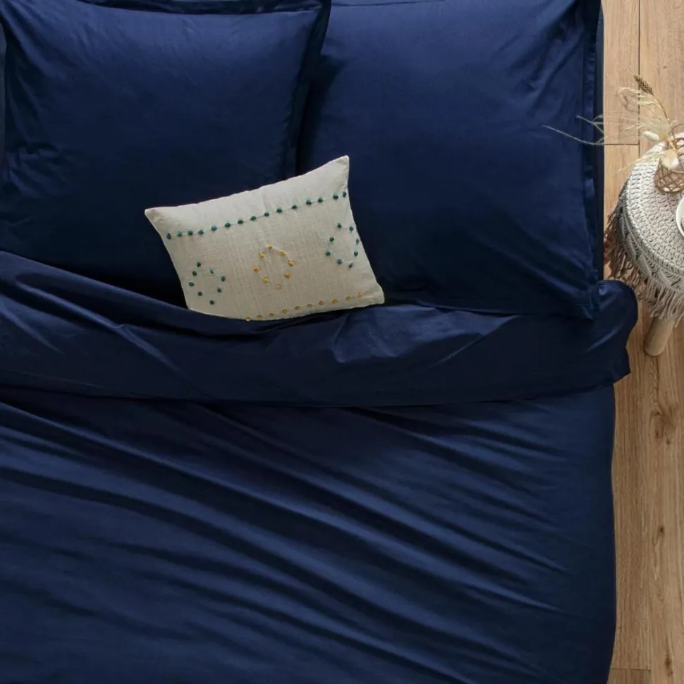 Prześcieradło z gumką 160 x 200 cm z zakładką 30 cm bawełna niebieskie