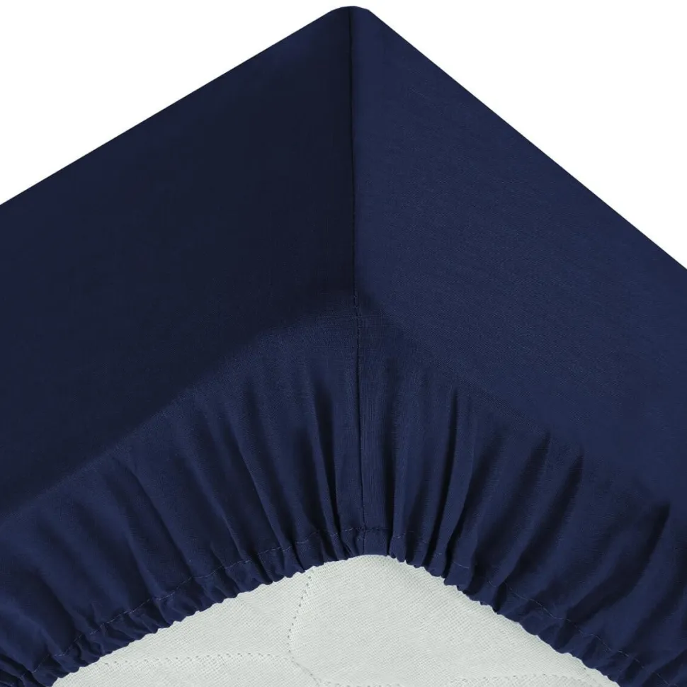 Prześcieradło z gumką 160 x 200 cm z zakładką 30 cm bawełna niebieskie