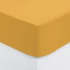 Prześcieradło z gumką 160 x 200 cm  z zakładką 30 cm bawełna ochra