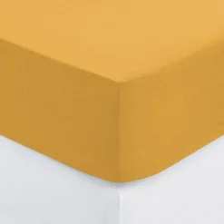 Prześcieradło z gumką 160 x 200 cm z zakładką 30 cm bawełna ochra