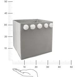 Pudełko do regału szare z pomponami