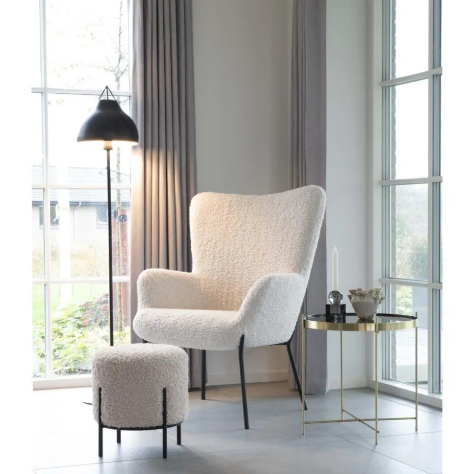 Pufa Alford biała tkanina teddy