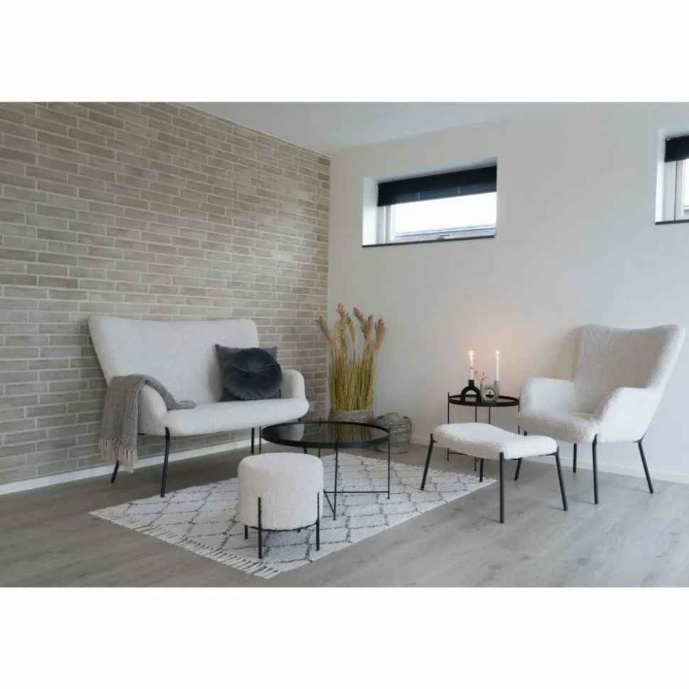 Pufa Alford biała tkanina teddy