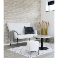 Pufa Alford biała tkanina teddy