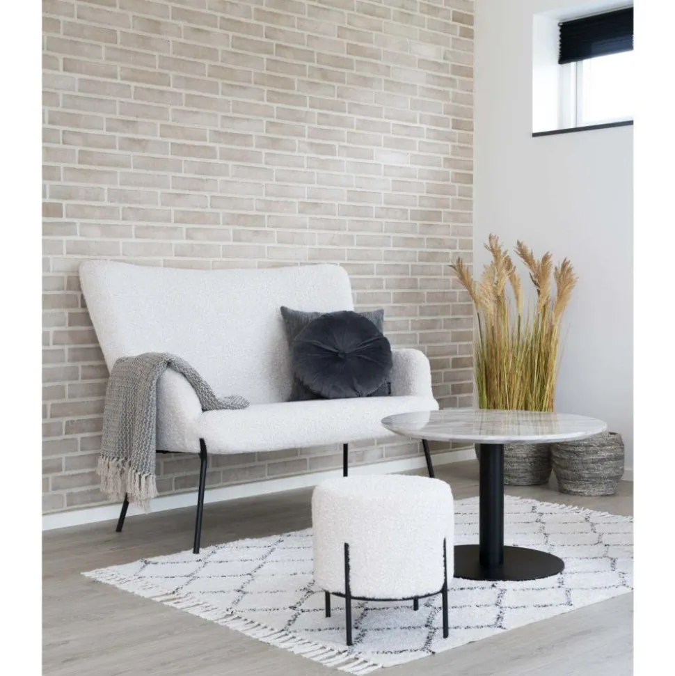 Pufa Alford biała tkanina teddy