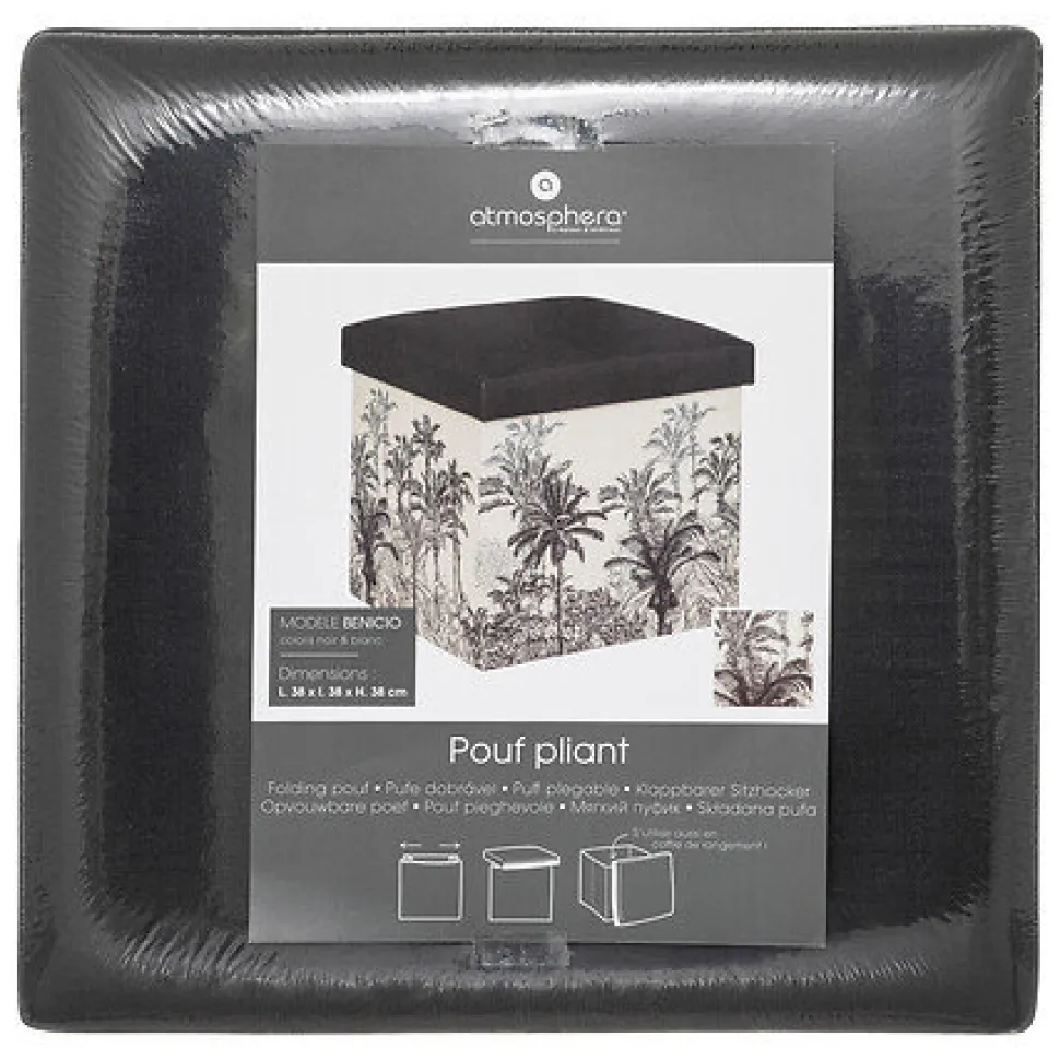 Pufa Benicio rozkładana czarno-biała