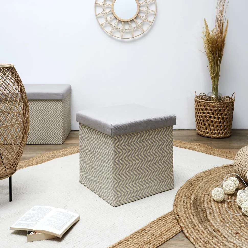 Pufa Intesi Vels Boho szaro beżowa