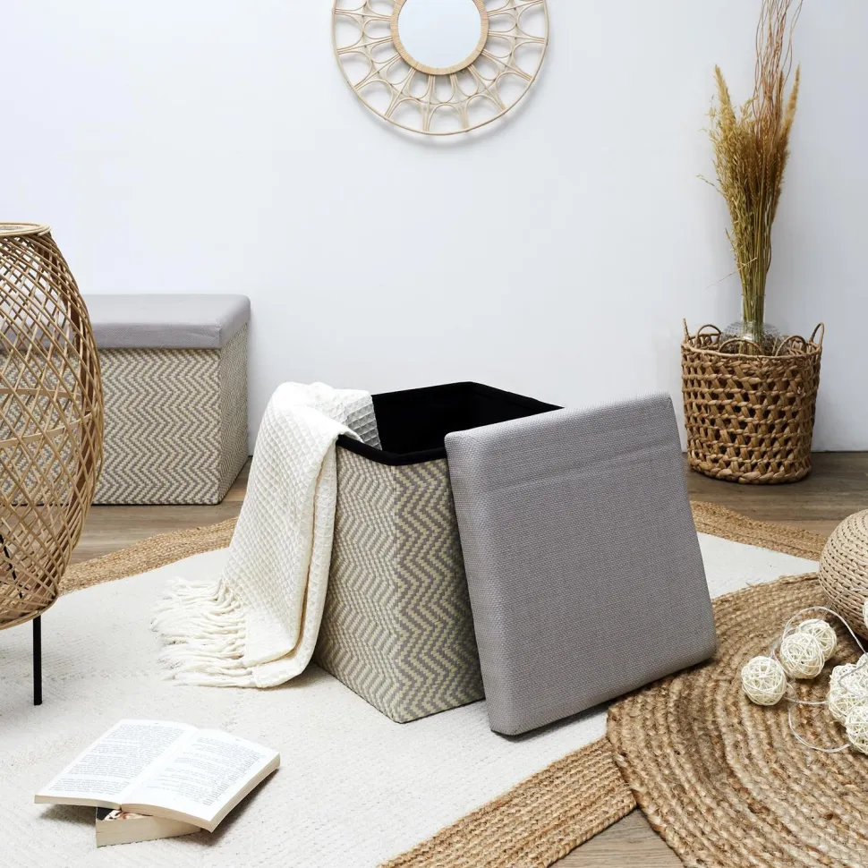 Pufa Intesi Vels Boho szaro beżowa