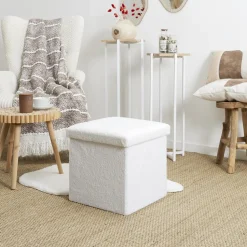 Pufa Intesi Vels Boucle biała składana