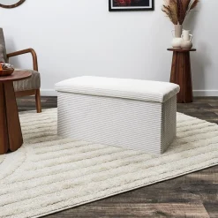 Pufa Medford składana z pojemnikiem       biała