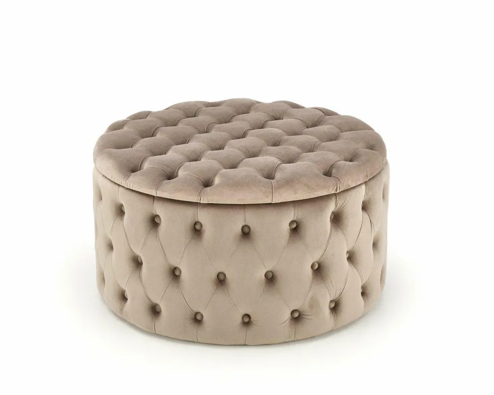 Pufa Russ Velvet beżowy z funkcją schowka