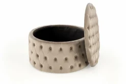 Pufa Russ Velvet beżowy z funkcją schowka