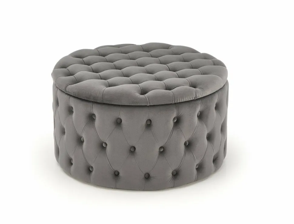 Pufa Russ Velvet popielaty z funkcją schowka