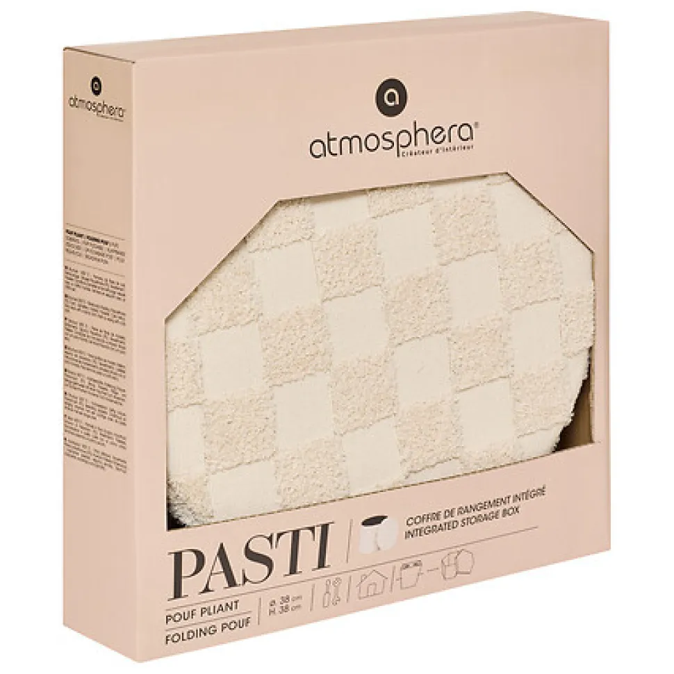 Pufa składana Pasti 38x38 cm biała