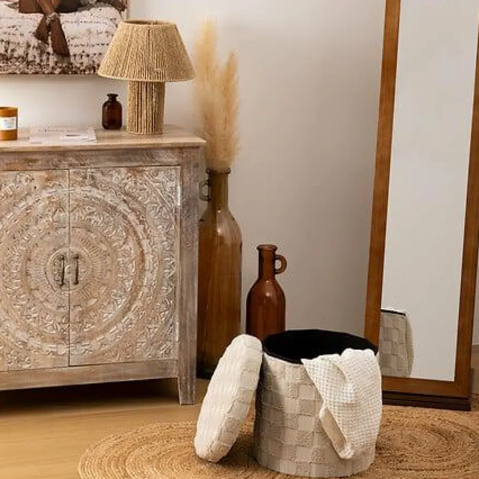 Pufa składana Pasti 38x38 cm biała