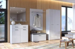 Pufa/szafka na buty Bella biały połysk