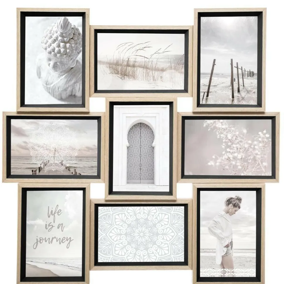 Ramka na 9 zdjęć Moly czarna/naturalna