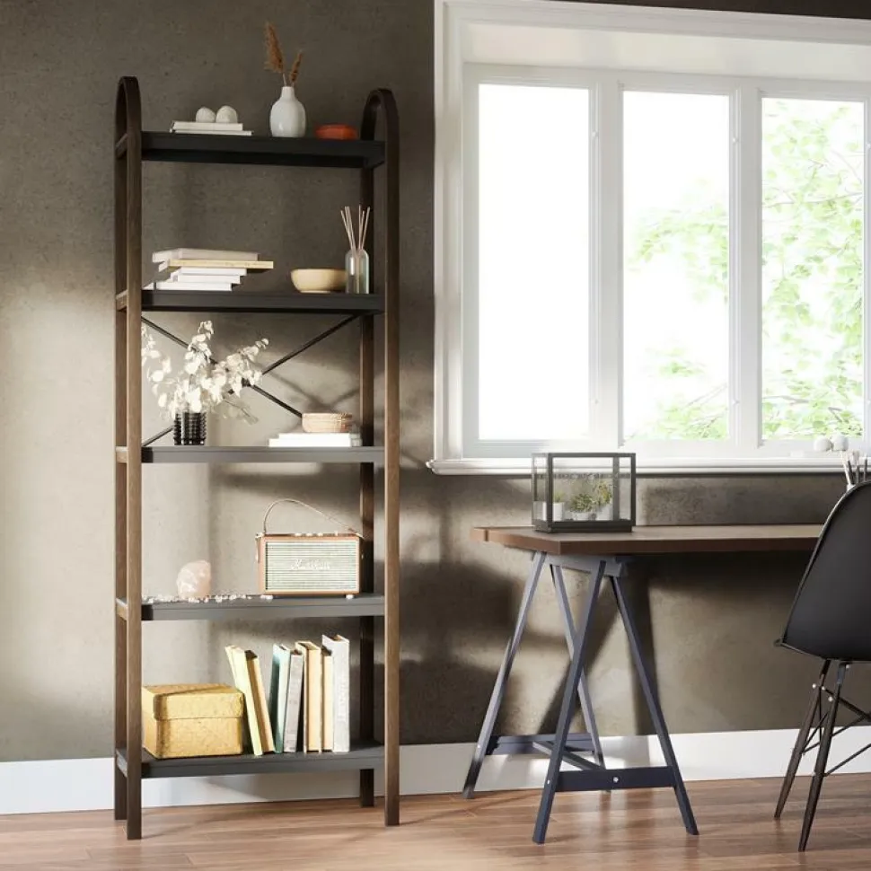 Regał Bellwood orzech/czarny