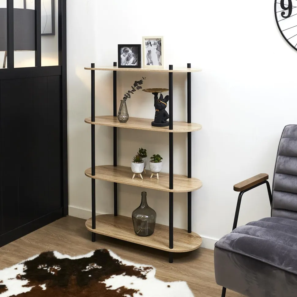 Regał Cobe 4 półki naturalny/czarny