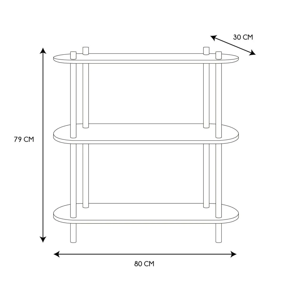 Regał Cobe 3 półki naturaly/czarny