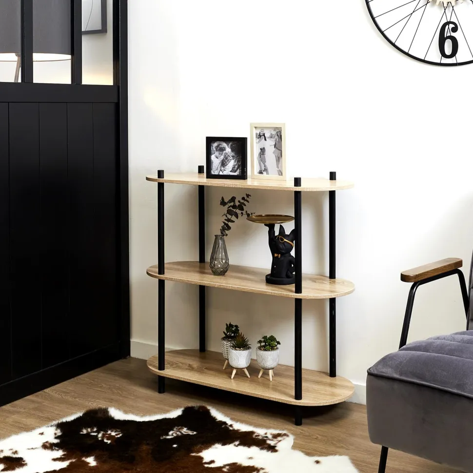 Regał Cobe 3 półki naturaly/czarny