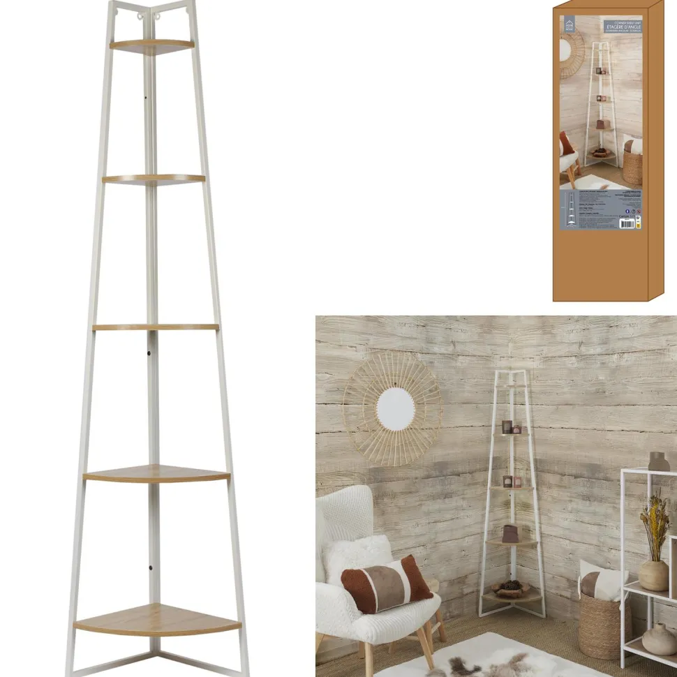 Regał Corner narożny z 5 półkami biały