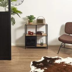 Regał Loka IV dąb/czarny