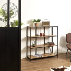 Regał Loka IX dąb/czarny