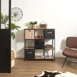 Regał Loka IX dąb/czarny