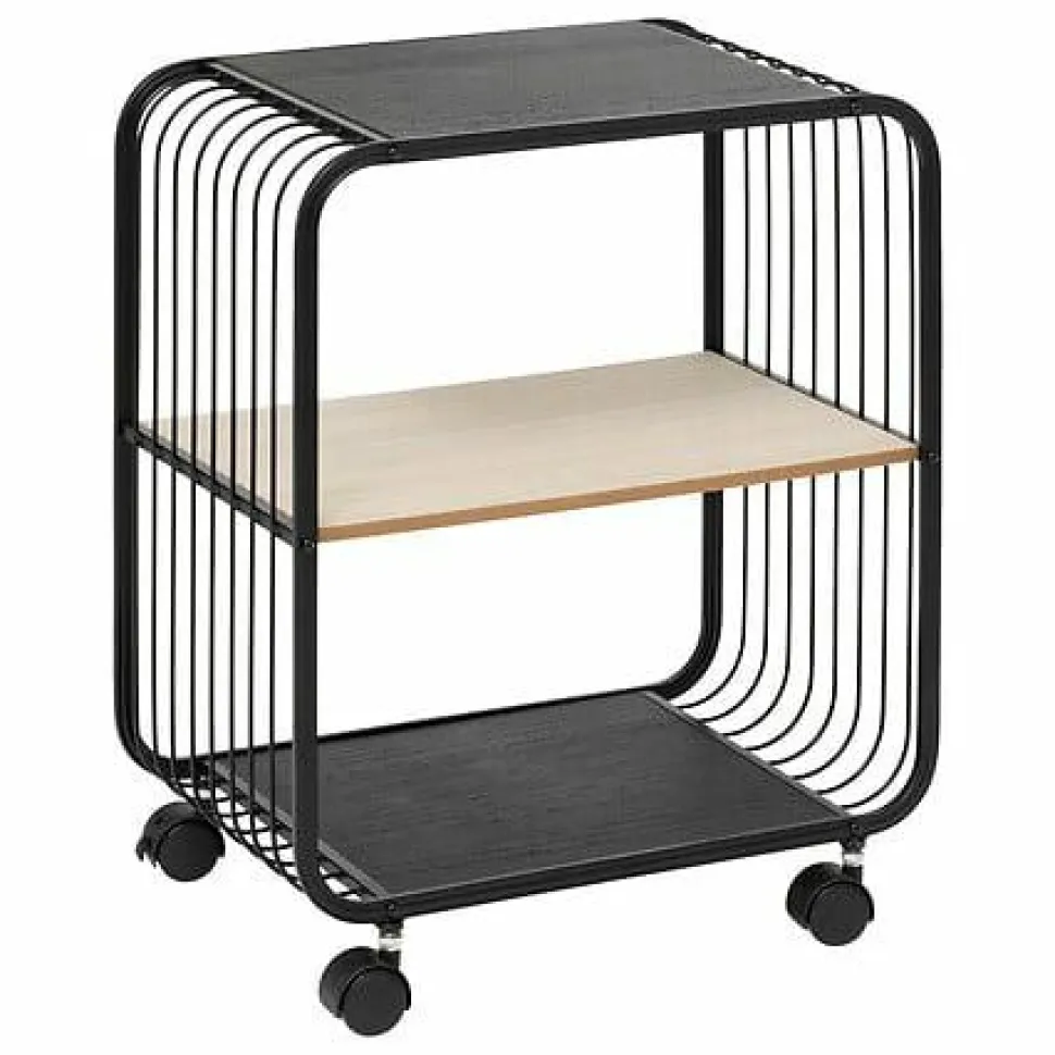 Regał na kółkach Glamm 2-poziomowy naturalny/czarny