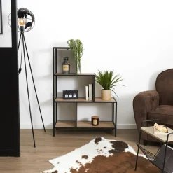 Regał schodkowy Edison M naturalny/czarny