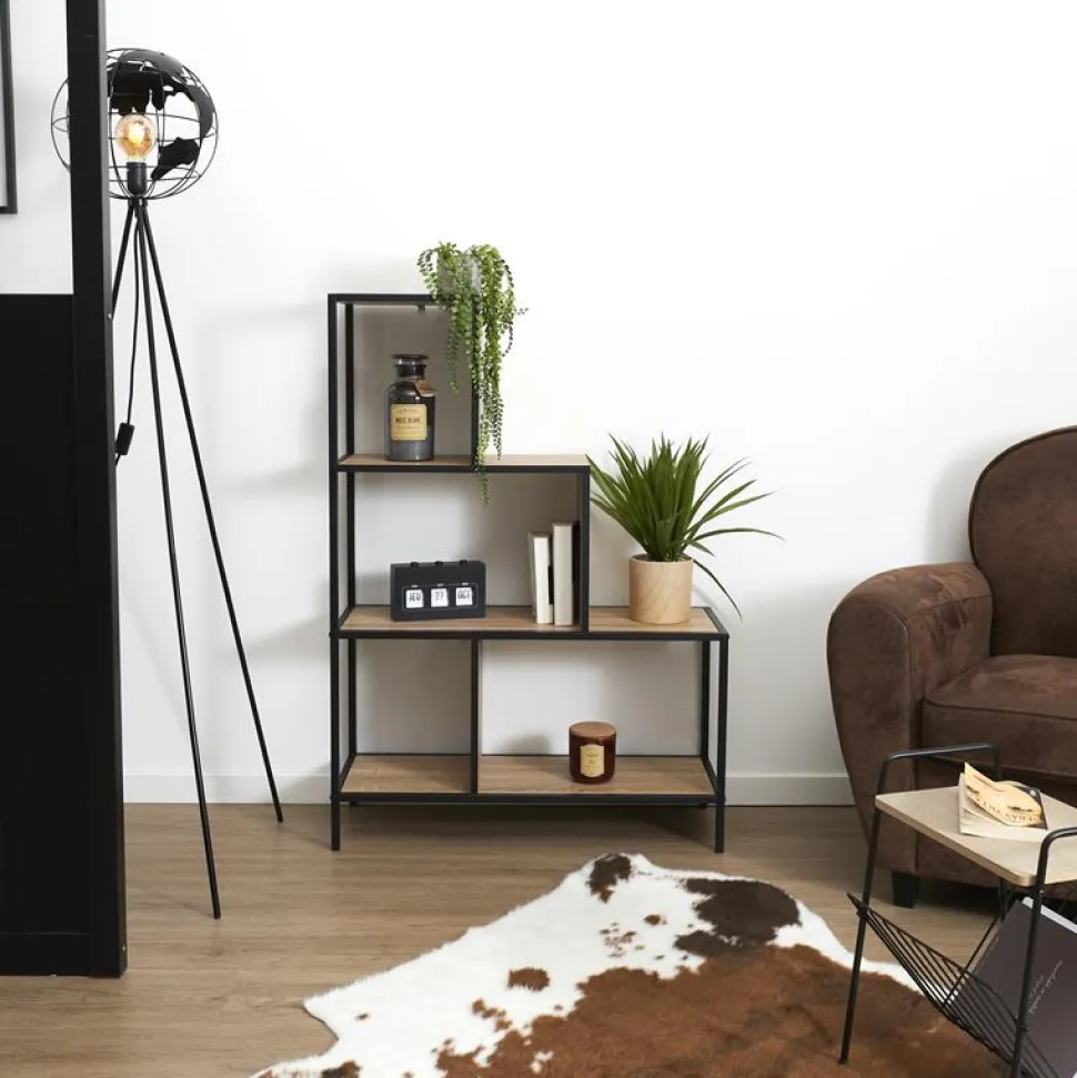 Regał schodkowy Edison M naturalny/czarny