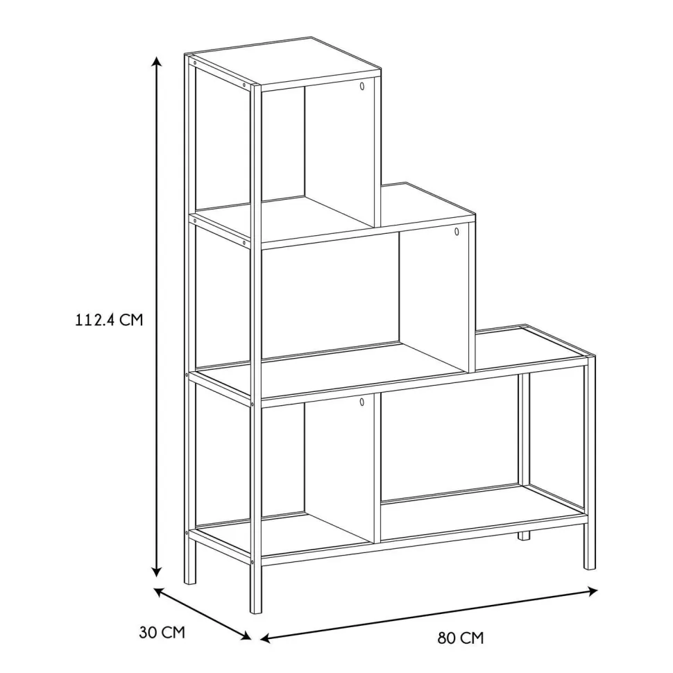 Regał schodkowy Edison M naturalny/czarny