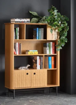 Regał szeroki Zefir dąb/czarny