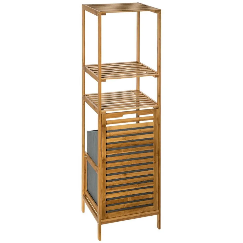 Regał z koszem na pranie bambusowy