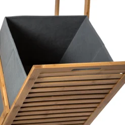 Regał z koszem na pranie bambusowy