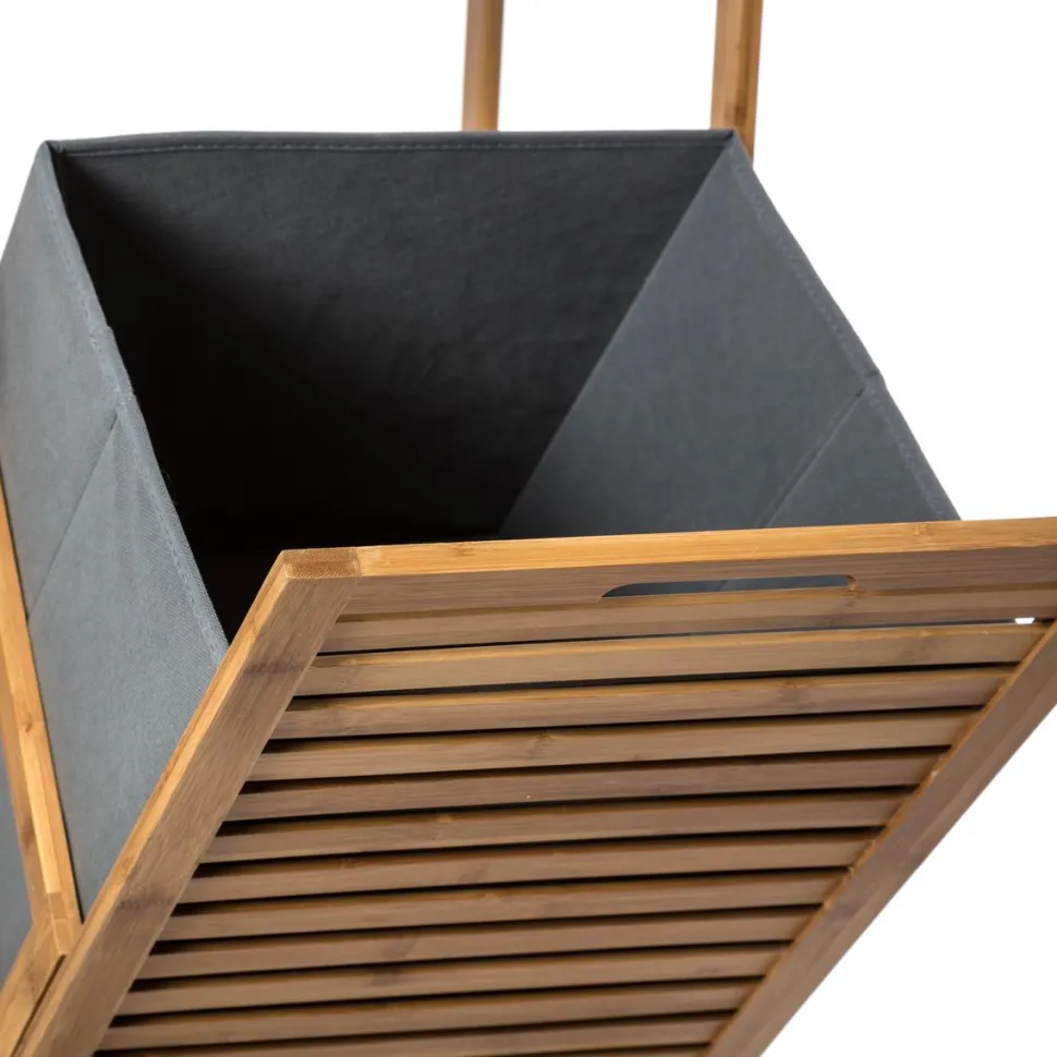 Regał z koszem na pranie bambusowy