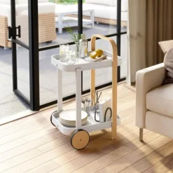 Servírovací vozík Bellwood bílý/přírodní