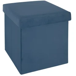 Składana pufa Tess welur niebieska