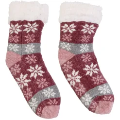 Skarpety ocieplane w świąteczny wzór czerwone