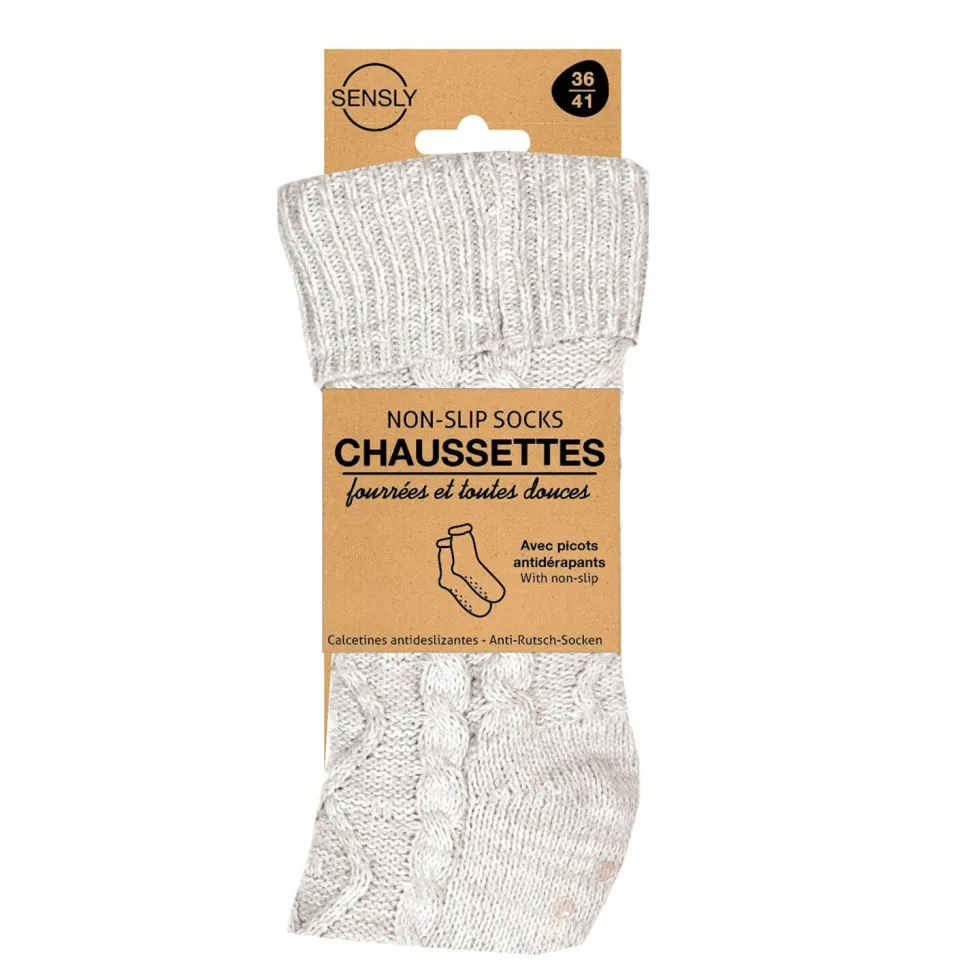 Skarpety plecione z ociepleniem 36-41 szare