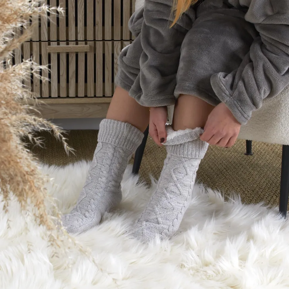 Skarpety plecione z ociepleniem 36-41 szare