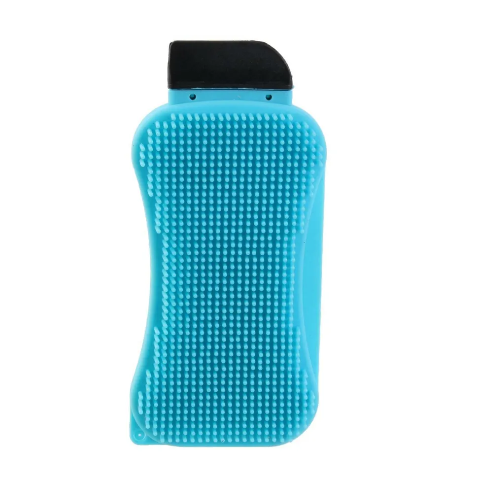 Skrobak z gąbką silikonowy niebieski