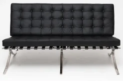 Sofa BA2 2 osobowa, czarna ekoskóra inspirowana Barcelona