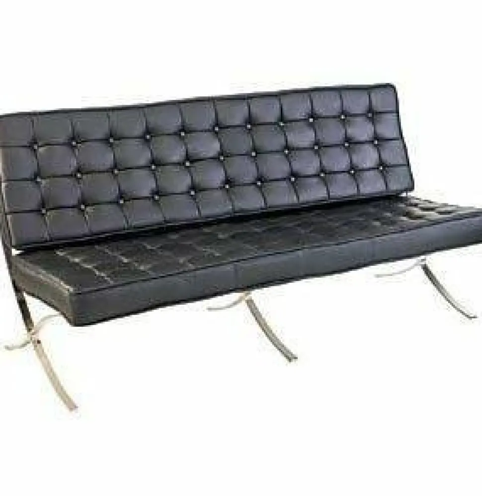 Sofa BA3 3 osobowa, czarna ekoskóra PU inspirowana Barcelona