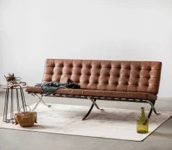 Sofa BA3 3 osobowa, czarna ekoskóra PU inspirowana Barcelona